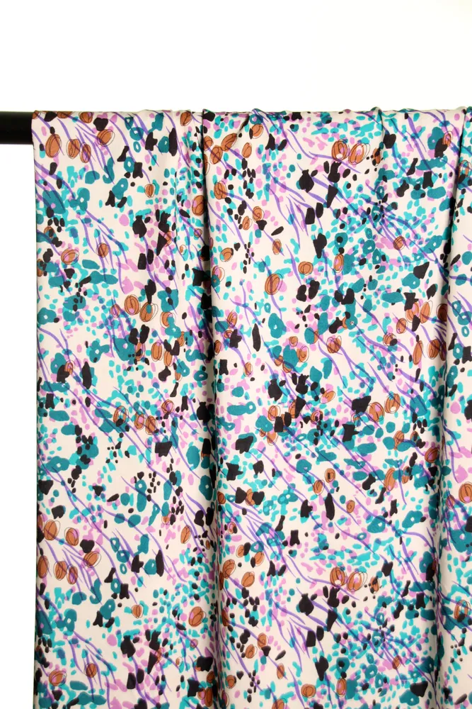 Gebroken witte viscose met kleine schilderprint - Atelier Jupe